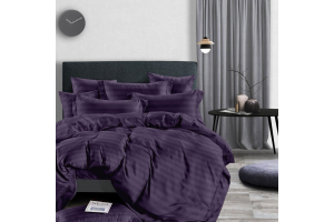 Постельное белье 2-спальное, с европростыней Stripe, страйп-полисатин, 19-3215 фиолетовый. Артикул: 465516