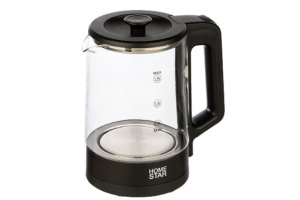 Электрический чайник Homestar HS-1008 (1,8л), стекло, черный. Артикул: 107010