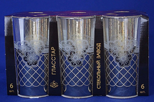 Набор стаканов для сока GN56 Золотая сетка цветы 230 мл. (6). Артикул: 03307