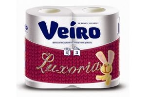 Туалетная бумага ВИЕРО 3-слойная 4 рулона (10). Артикул: ТВ