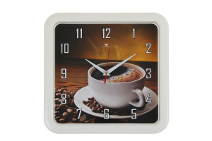 Часы настенные квадратные "Чашка кофе", 30х30 см (рубин) 2421818. Артикул: 2421818/7667-64