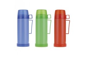 Термос 600мл пластик, стекло колба (1 чашки; синий, зеленый, красный). Артикул: 2071