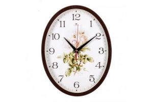 Часы настенные овал 22,5х29см, "Ретро цветы" "Рубин" [1/10]. Артикул: 2720-111 (10)