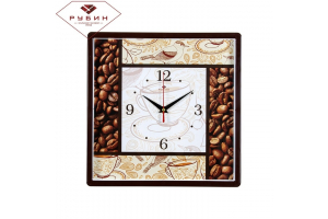 Часы настенные квадрат 30х30см, "Кофейное наслаждение" "Рубин" [1/10]. Артикул: 3028-130 (10)