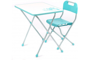 Детский комплект (стол+стул) бирюзовый с белым. Артикул: КПР/2