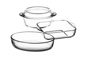 Набор посуды для СВЧ, 4 предмета (кастрюля с крышкой, объем 2л + лоток квадратный, объем 2л + форма . Артикул: 159071