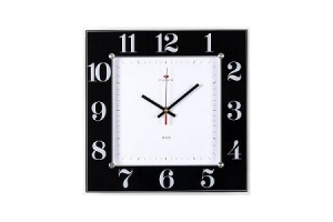 Часы настенные квадрат 31х31см, корпус черный "Классика" "Рубин" [1/10]. Артикул: 3131-1131B (10)